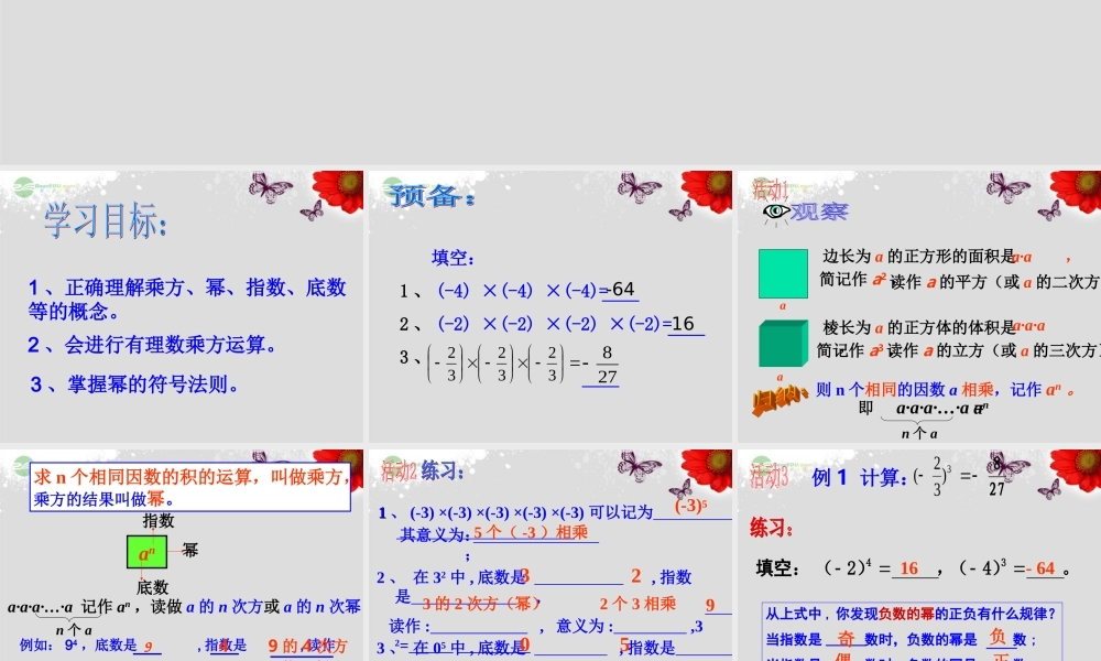 广东省珠海市七年级数学上册 有理数的乘方课件1 新人教版 课件