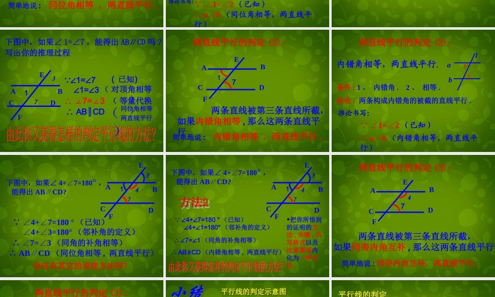 中学七年级数学下册(5.2.2 平行线的判定)课件1 (新版)新人教版 课件