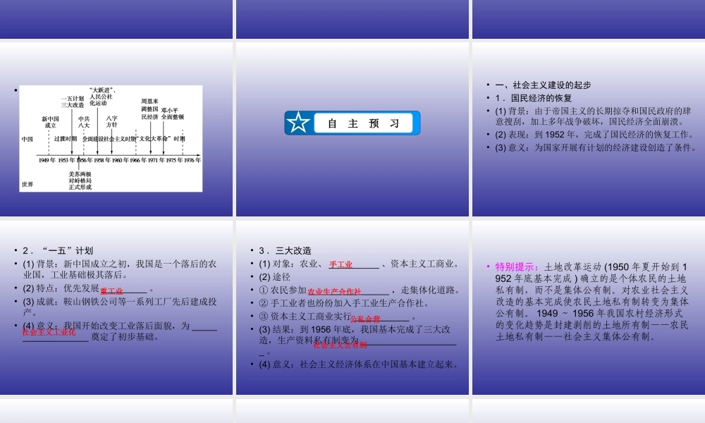 2014-2015学年高中历史必修II人教新课标+第11课+经济建设的发展和曲折+课件（共61张PPT）