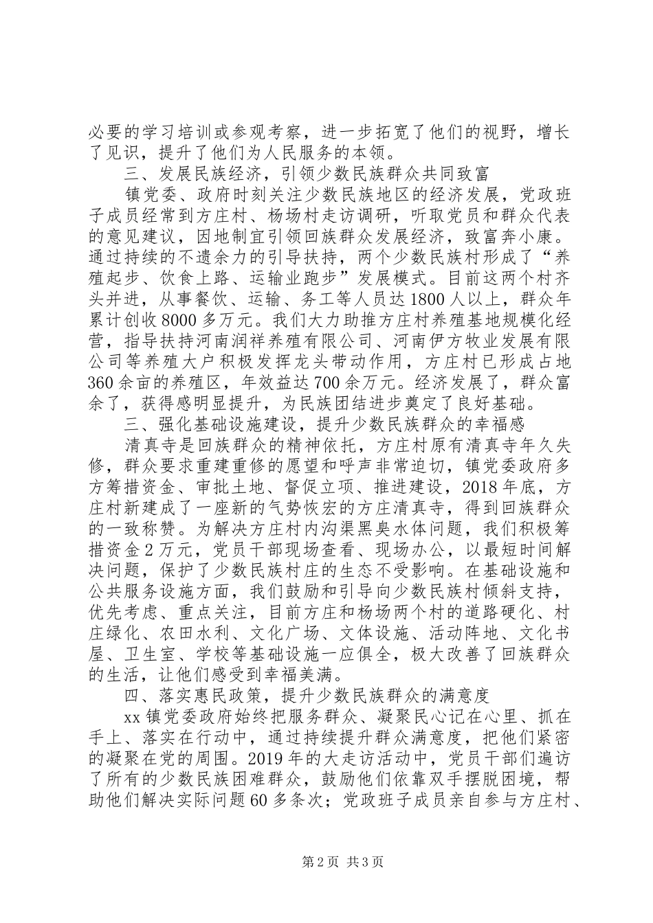 乡镇民族团结进步工作发言材料_第2页
