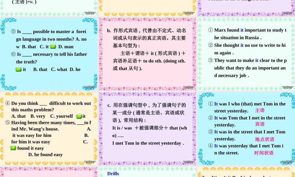 广东地区高二英语Module6 Unit4 It专项训练课件示例一 人教实验版 课件