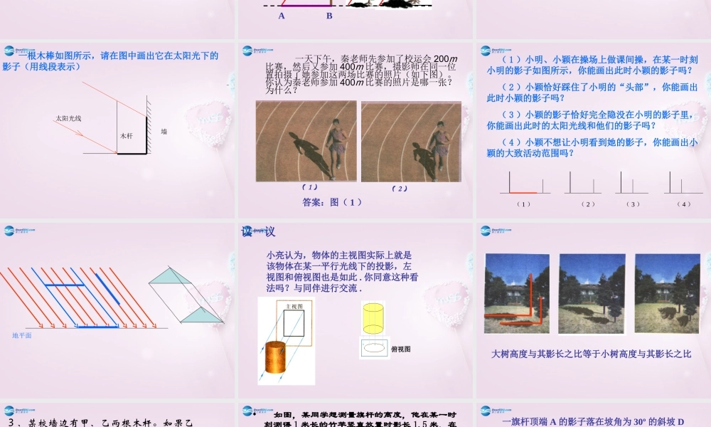 九年级数学上册 第四章 第二节 太阳光与影子的课件2 北师大版 课件