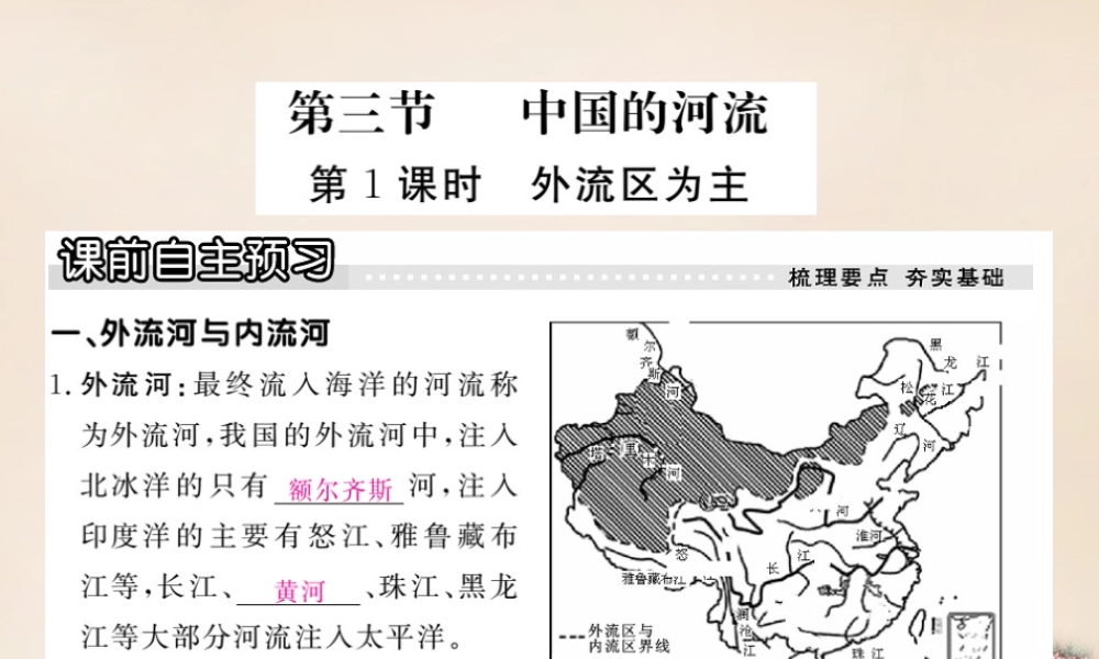 八年级地理上册 第二章 第三节 中国的河(第1课时 外流区为主)课件 (新版)湘教版 课件