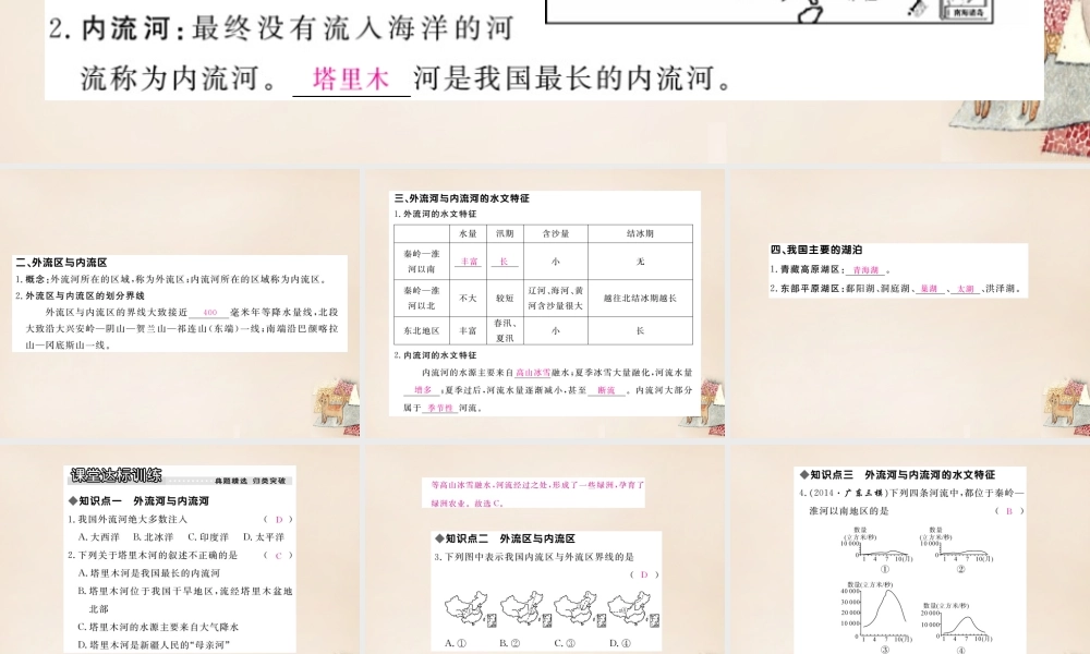 八年级地理上册 第二章 第三节 中国的河(第1课时 外流区为主)课件 (新版)湘教版 课件