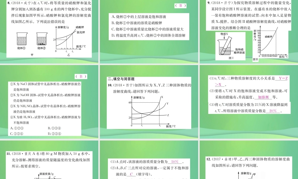 中考化学总复习 滚动小专题(五)溶解度曲线及其应用课件