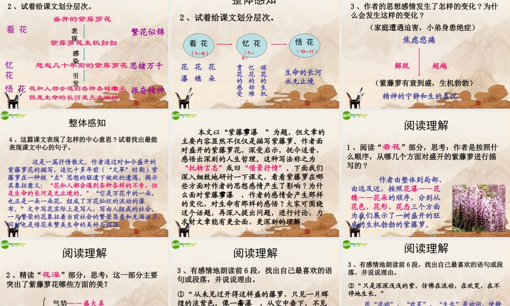 七年级语文上册 第四课(紫藤萝瀑布)课件 人教新课标版 课件