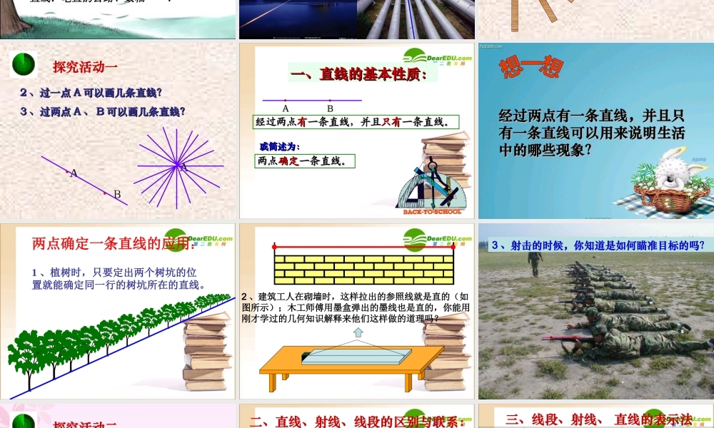 七年级数学上册(直线、射线、线段)课件人教版 课件