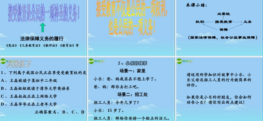 八年级政治下册 公民有受教育的权利和义务课件 湘教版 课件