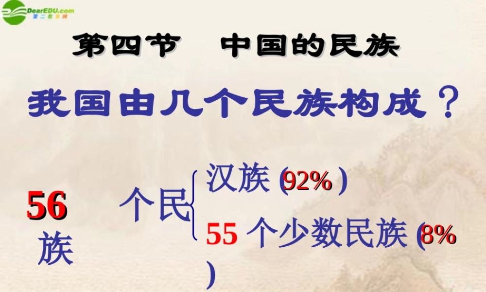 八年级地理上册 第一章第四节中国的民族课件 湘教版 课件