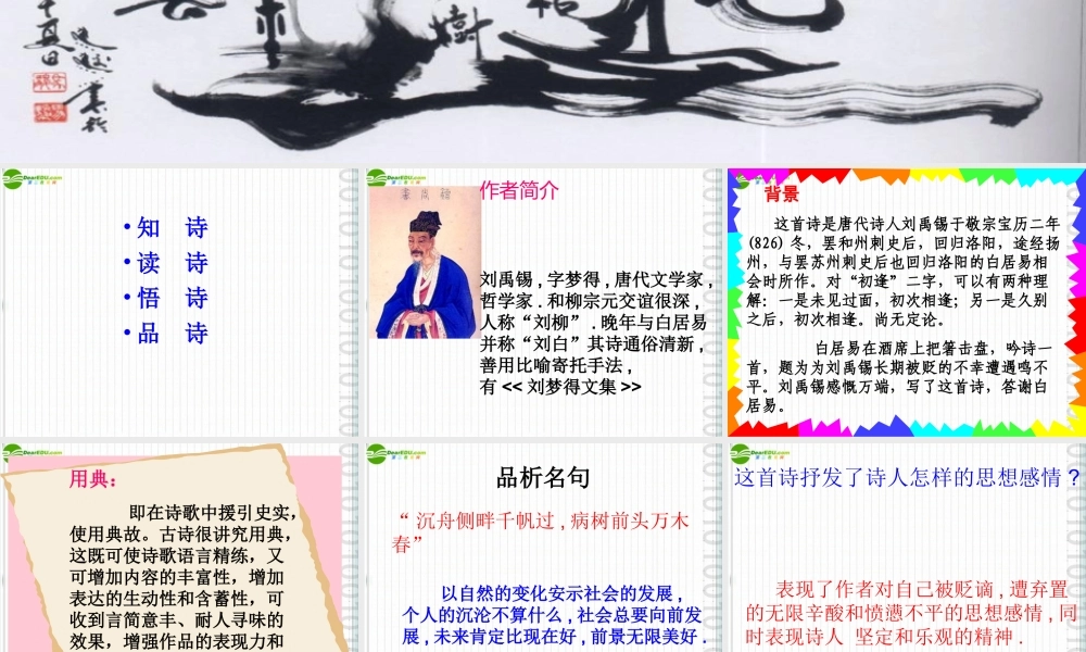 七年级语文上册 (酬乐天扬州初逢席上见赠)课件 沪教版 课件