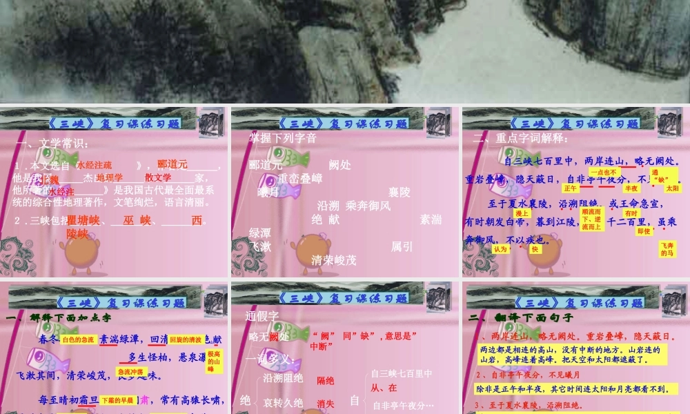 八年级语文下册 (三峡)优秀复习课件 人教新课标版 课件