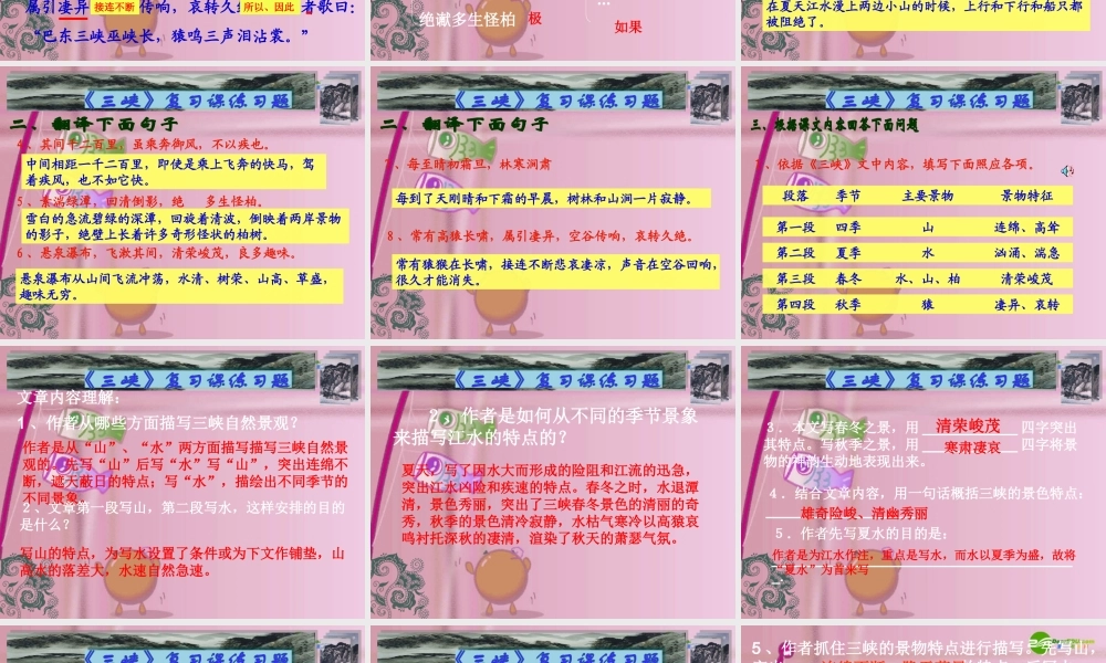 八年级语文下册 (三峡)优秀复习课件 人教新课标版 课件