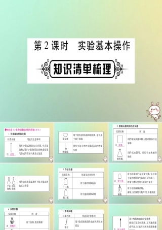 中考化学准点备考复习 第一部分 教材系统复习 第1讲 走进化学世界 第2课时 实验基本操作课件 新人教版 课件