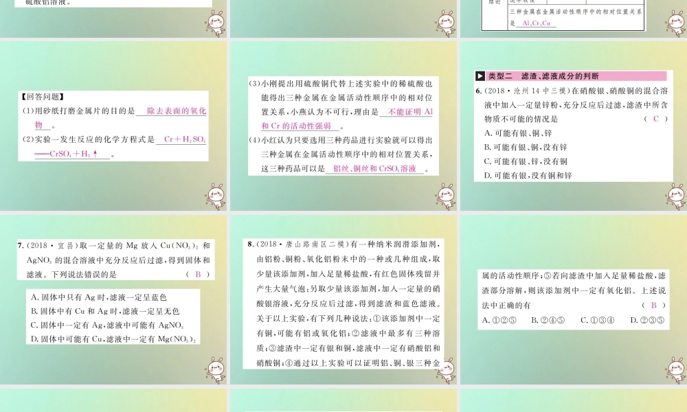 中考化学复习 滚动小专题(二)金属活动顺序的探究与应用课件