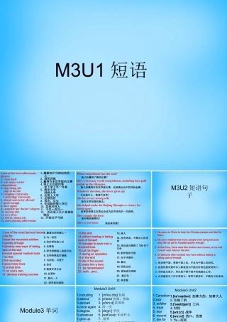 九年级英语上册 Module 3 Unit 1 She trained hard,so she became a great player later短语句子课件 (新版)外研版 课件