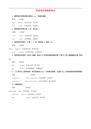 小学英语形容词比较级的形式知识点总结