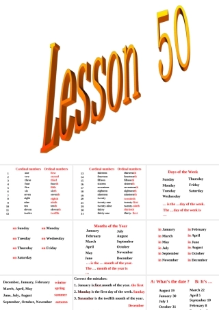 七年级英语Unit7 Days and months lesson50课件 冀教版 课件