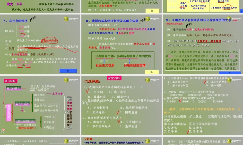 九年级政治全册 第七课 第1框造福人民的经济制度课件 新人教版 课件