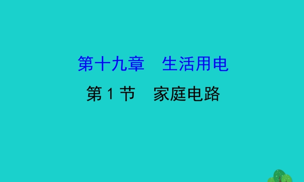 九年级物理全册 第十九章 第1节家庭电路习题课件 (新版)新人教版 课件
