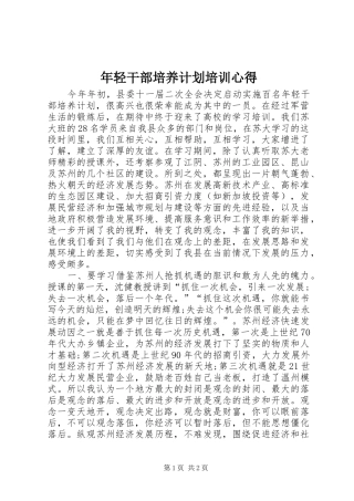 年轻干部培养计划培训心得