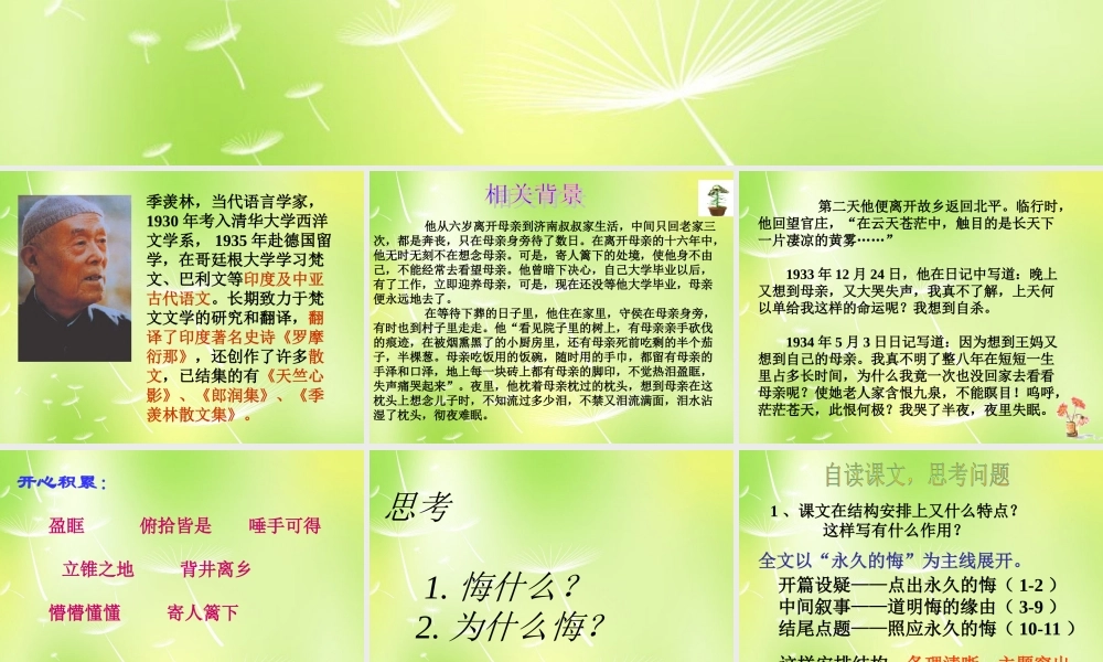 八年级语文下册(第2课 永久的悔)课件 语文版 课件