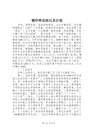 镇年终总结以及计划