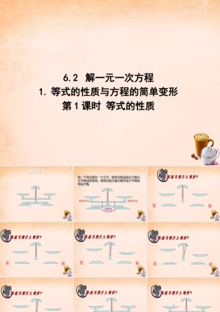 七年级数学下册 6.2.1 等式的性质与方程的简单变形课件 (新版)华东师大版 课件