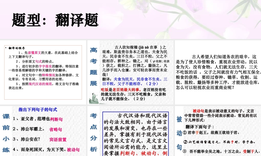 高考语文专题复习课件：文言文句式专题复习