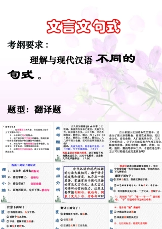 高考语文专题复习课件：文言文句式专题复习