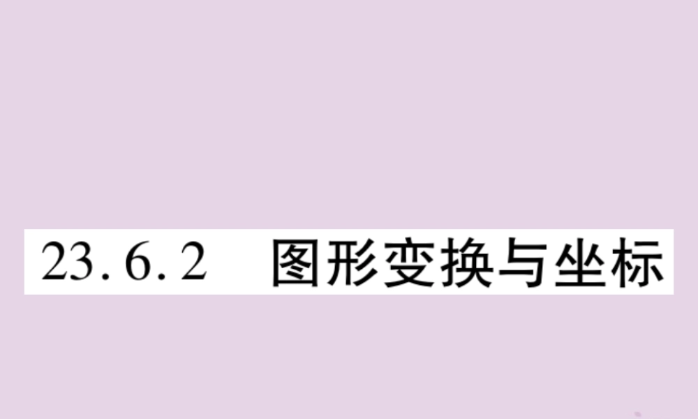 九年级数学上册 第23章 图形的相似 236 图形与坐标 2362 图形的变换与坐标习题课件 (新版)华东师大版 课件