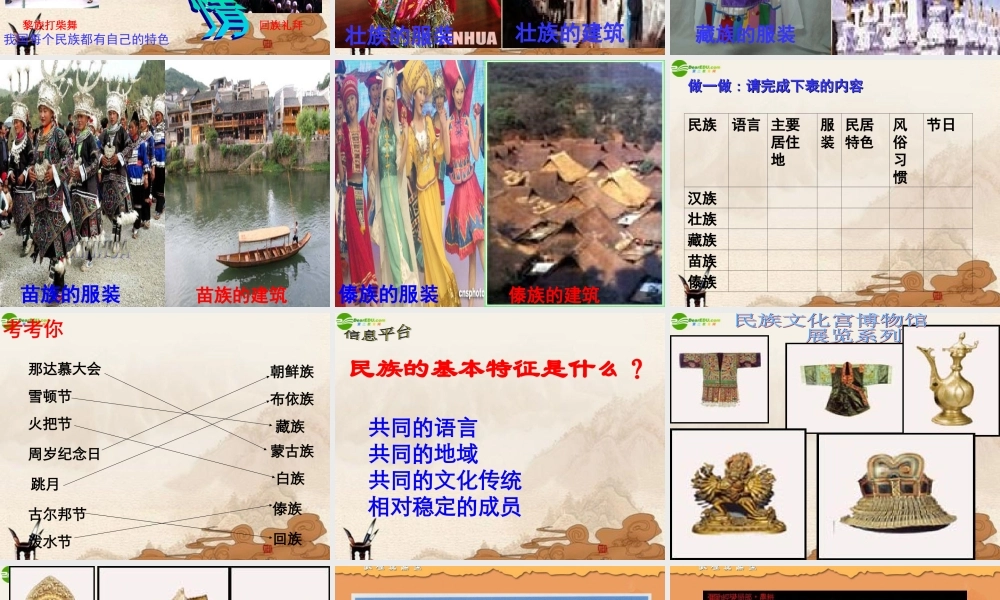 八年级政治下册 第四单元第一节(多民族的大家庭)课件 湘师版 课件