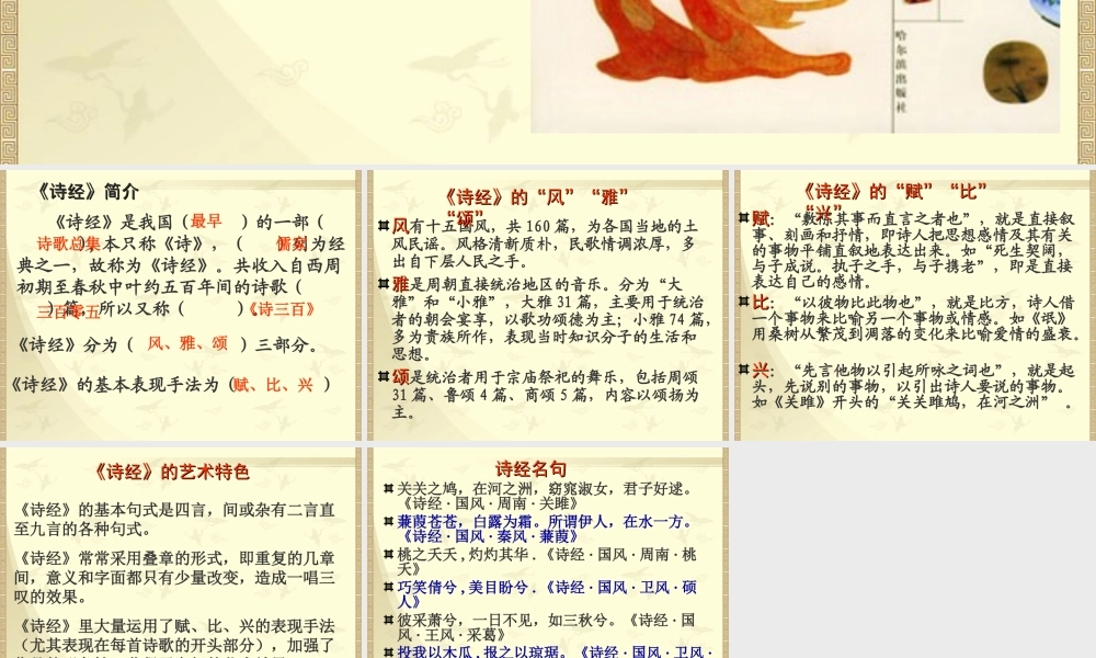 了解诗经 广东地区高一语文第四单元课件必修一