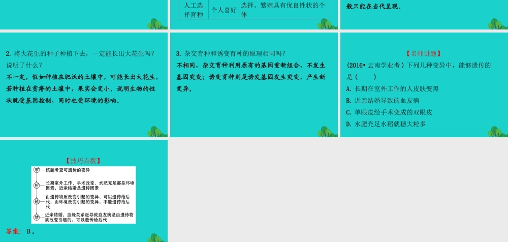 八年级生物下册 7.2.5生物的变异习题课件(新版)新人教版 课件