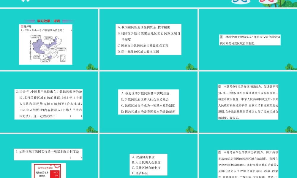 八年级历史下册 第四单元 民族团结与祖国统一 第12课 民族大团结习题课件 新人教版