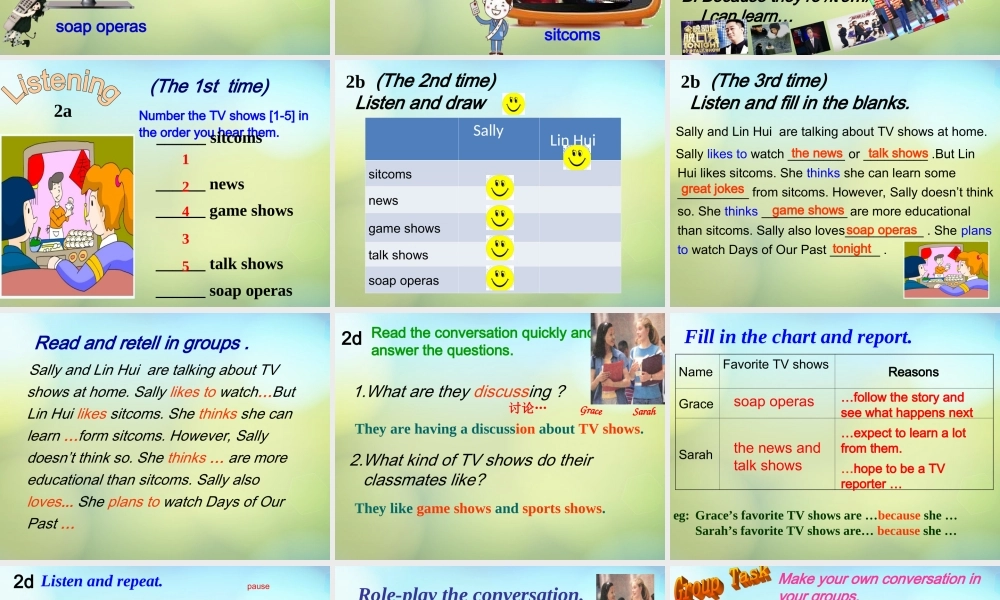 八年级英语上册(Unit 5 Do you want to watch a game show Section A(2a 2d))课件 (新版)人教新目标版 课件