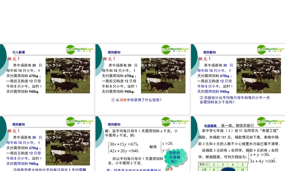 七年级数学实际问题与二元一次方程组人教版 试题