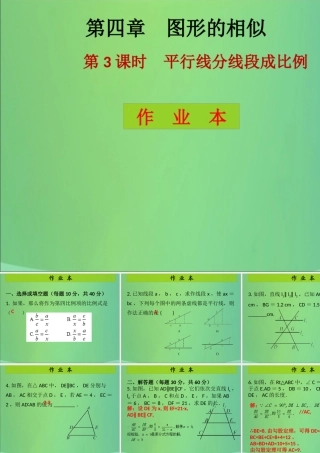 九年级数学上册 第4章 图形的相似 第3课时 平行线分线段成比例(课后作业)习题课件 (新版)北师大版 课件