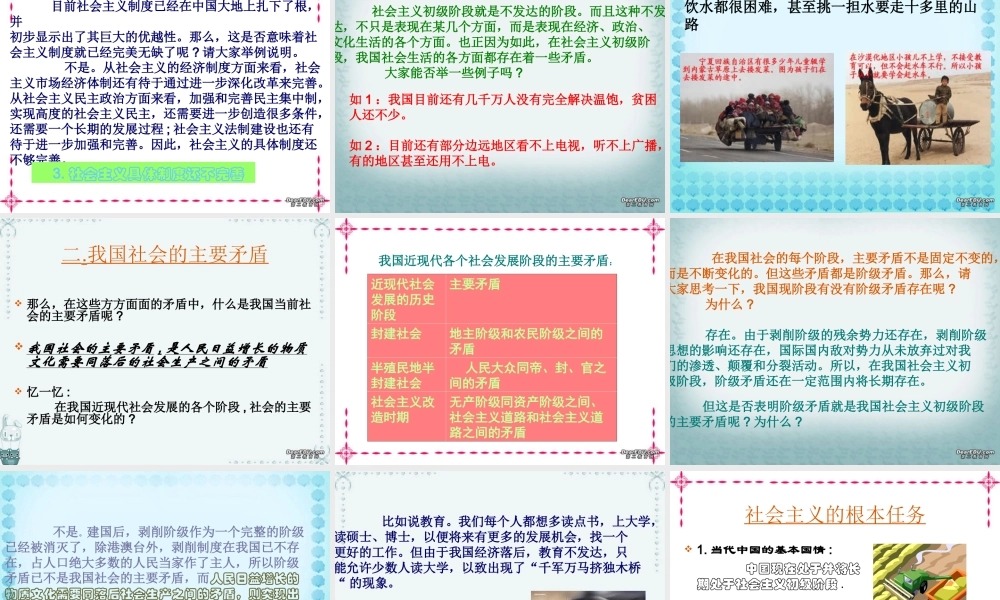 初三政治社会主义初九年级阶段的基本国情 人教版 课件