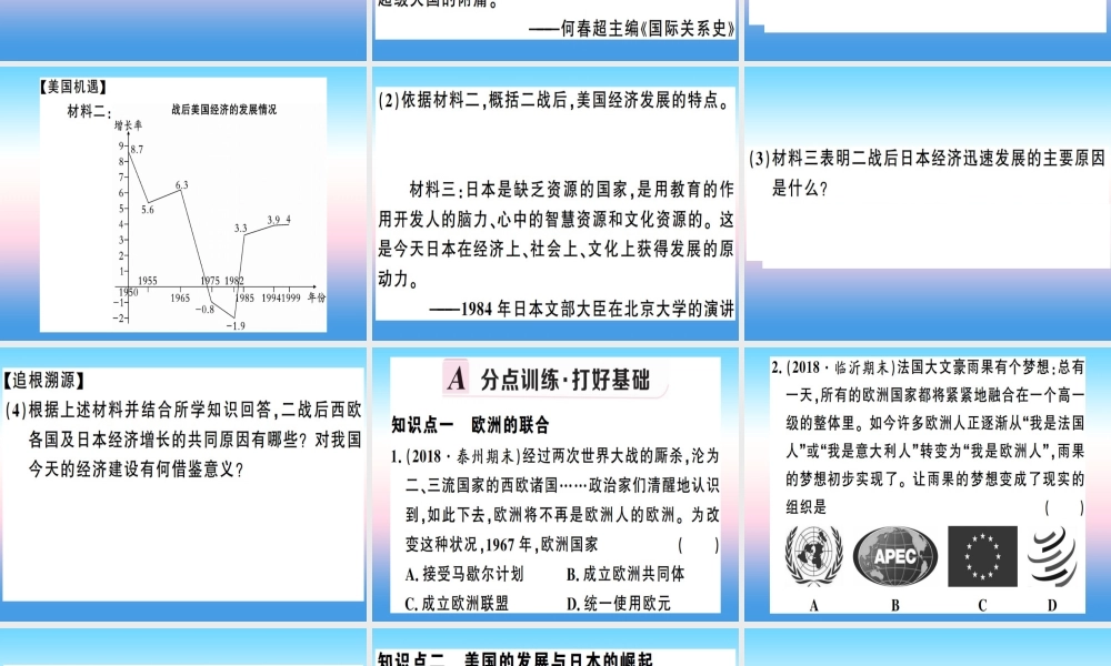 九年级历史下册 第五单元 冷战和美苏对峙的世界 第17课 战后资本主义的新变化习题课件 新人教版 课件