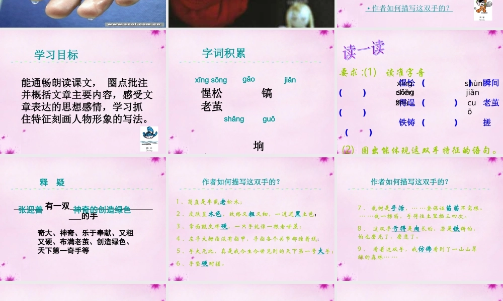 九年级语文上册 第25课(一双手)课件 (新版)苏教版 课件