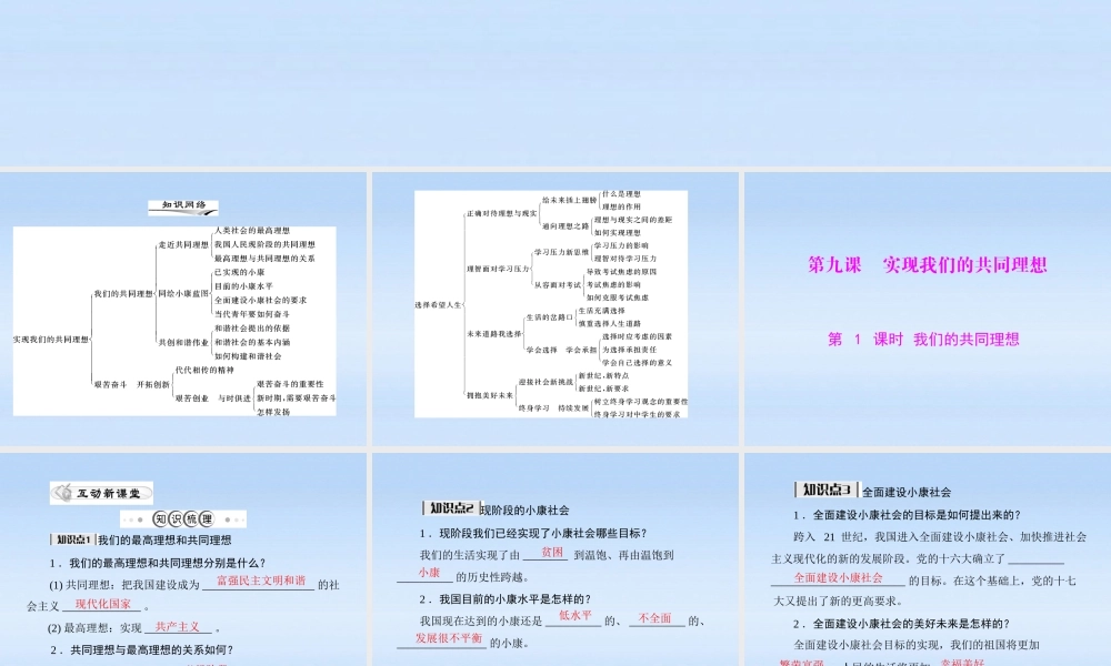 九年级政治 我们的共同理想课件 人教新课标版 课件