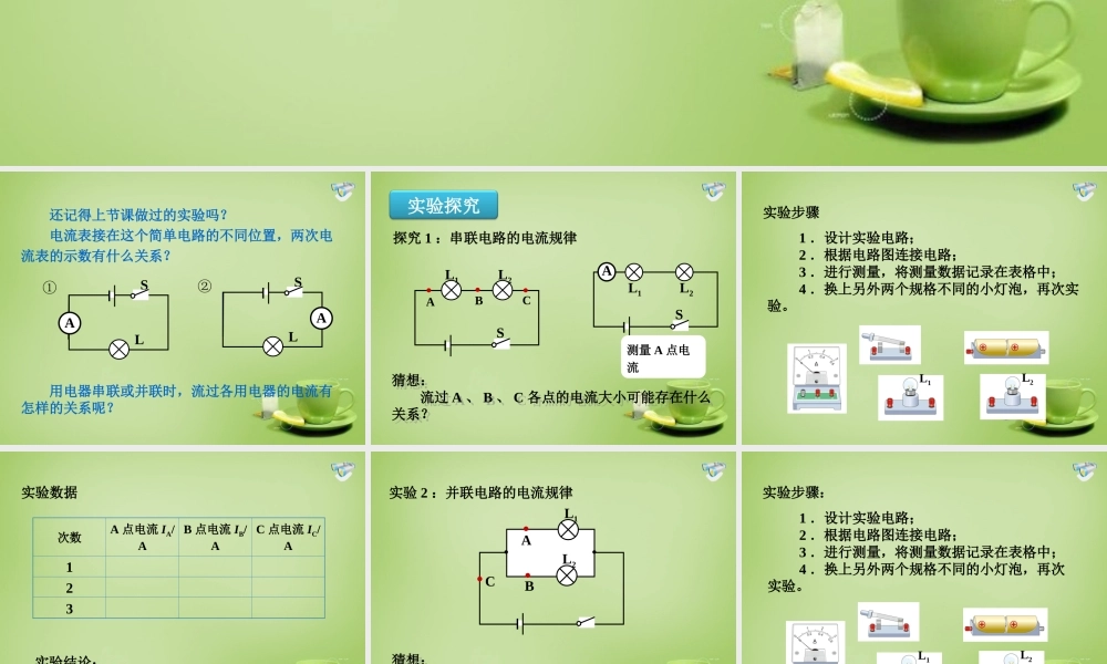 九年级物理全册 155 串、并联电路电流的特点课件 (新版)新人教版 课件
