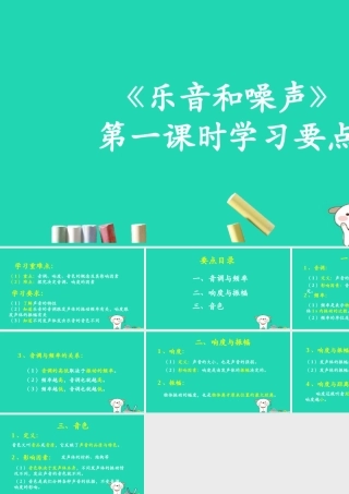 八年级物理上册 1.6(乐音和噪声)(第1课时)学习要点课件 北京课改版 课件