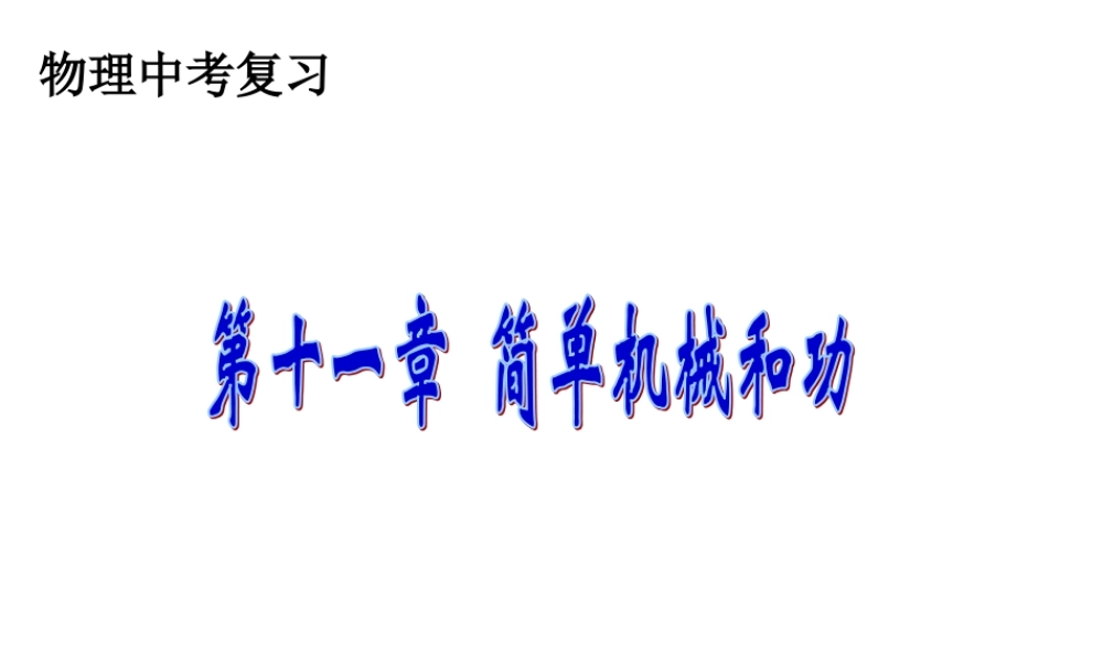 九年级物理物理中考复习 第十一章 简单机械和功苏科版 试题
