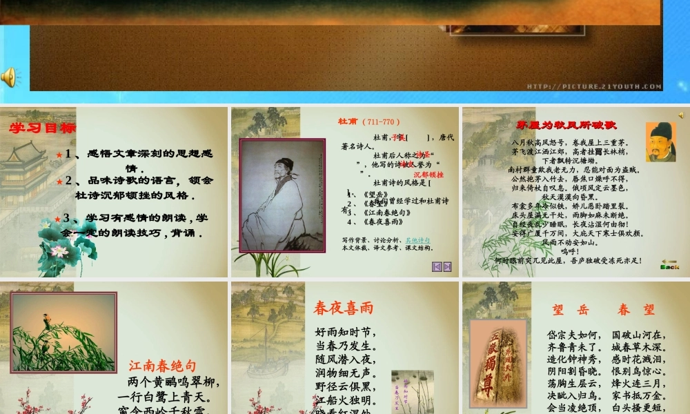 八年级语文下册 茅屋为秋风所破歌课件 人教新课标版 课件