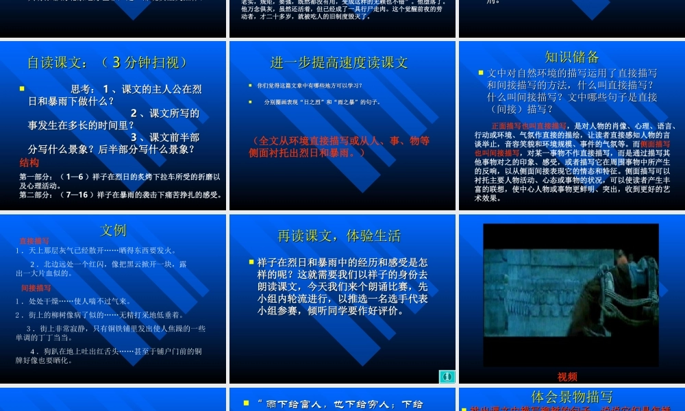 九年级语文苏教版上册 在烈日和暴雨下 PPT 课件