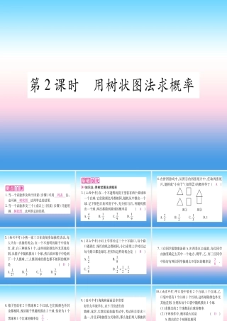 九年级数学下册 第4章 概率 42 概率及其计算 422 用列举法求概率 第2课时 用树状图法求概率作业课件 (新版)湘教版 课件