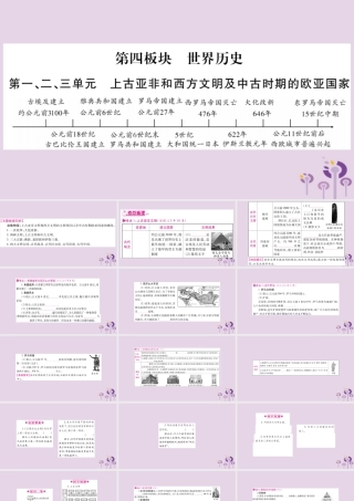 中考历史复习 第一篇 教材系统复习 第4板块 世界历史 第1、2、3单元 上古亚非和西方文明及中古时期的欧亚国家(讲解)课件