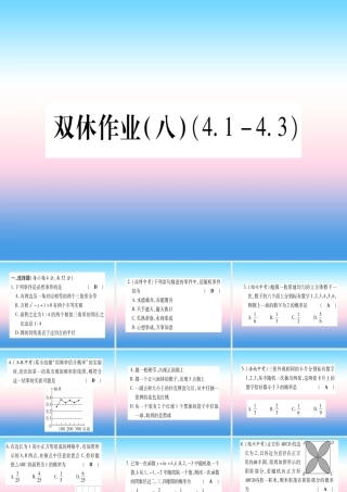 九年级数学下册 双休作业(八)作业课件 (新版)湘教版 课件