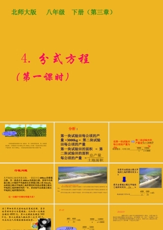 八年级数学下册 4.分式方程(第一课时)课件 北师大版 课件